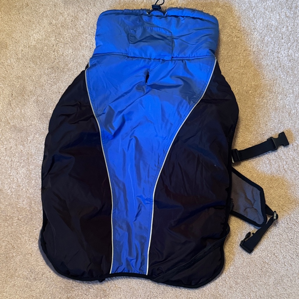 Blue and Black Puffer Dog Coat